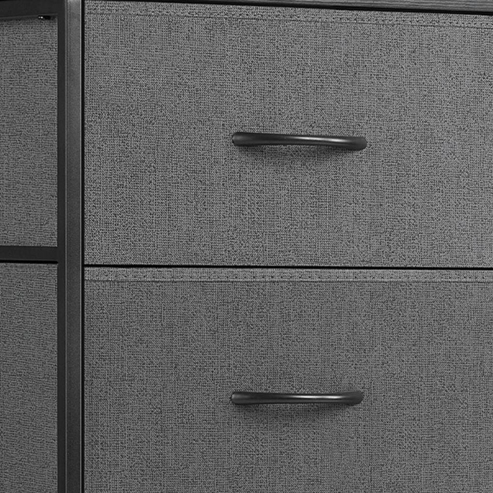18" Black And Gray Fabric Wood And Metal Four Drawer Dresser