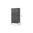 18" Black And Gray Fabric Wood And Metal Four Drawer Dresser
