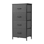 18" Black And Gray Fabric Wood And Metal Four Drawer Dresser