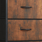 18" Black And Brown Fabric Wood And Metal Four Drawer Dresser