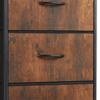 18" Black And Brown Fabric Wood And Metal Four Drawer Dresser