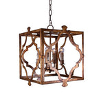 Antiqued Bronze Square And Quatrefoil Metal Dimmable Chandelier