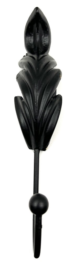 Set of Six Black Steel Feather Wall Hooks