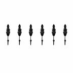 Set of Six Black Steel Feather Wall Hooks