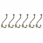 Set of Six Silver Cast Iron Baroque Scroll Wall Hooks