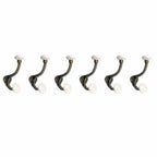 Set of Six Bronze And White Cast Iron And Ceramic Double Wall Hooks