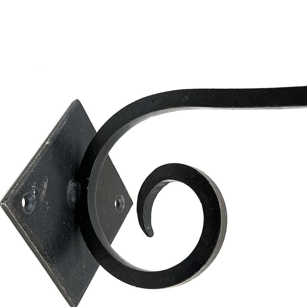 Set of Six Black Cast Iron Scroll Wall Hooks