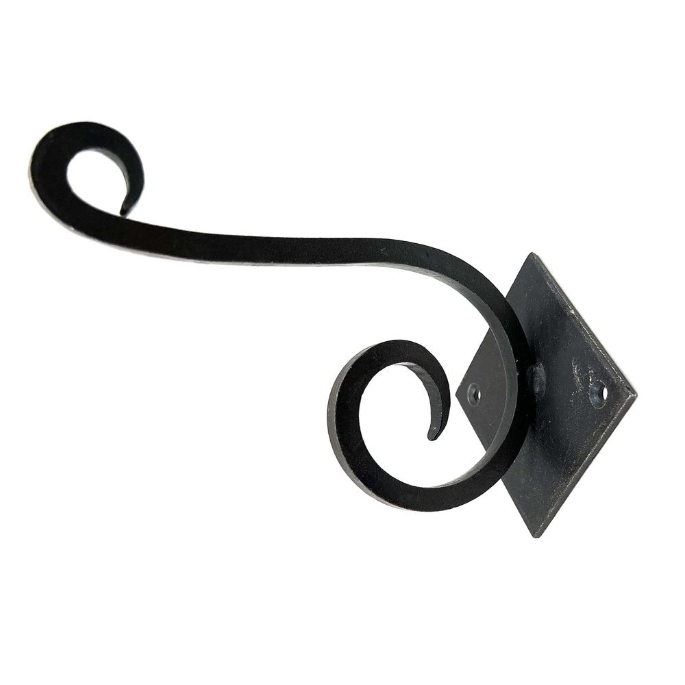 Set of Six Black Cast Iron Scroll Wall Hooks