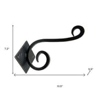 Set of Six Black Cast Iron Scroll Wall Hooks