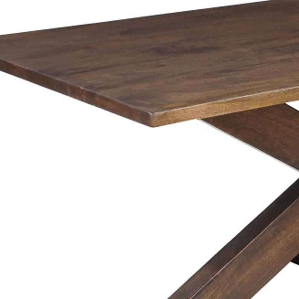 78" Brown Solid Wood Cross Leg Base Dining Table