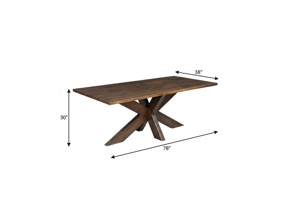 78" Brown Solid Wood Cross Leg Base Dining Table