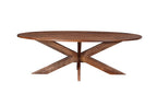 92" Brown Solid Wood Cross Leg Base Oval Dining Table