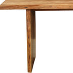 Seven Piece Brown Solid Wood Dining Set with Six Chairs