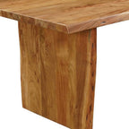 Seven Piece Brown Solid Wood Dining Set with Six Chairs