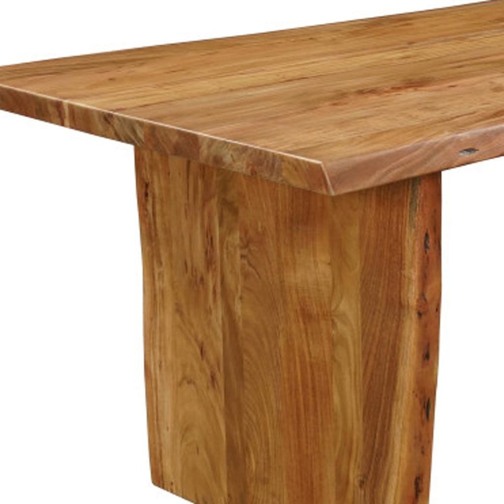 Seven Piece Brown Solid Wood Dining Set with Six Chairs