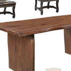 Seven Piece Brown Solid Wood Dining Set with Six Chairs