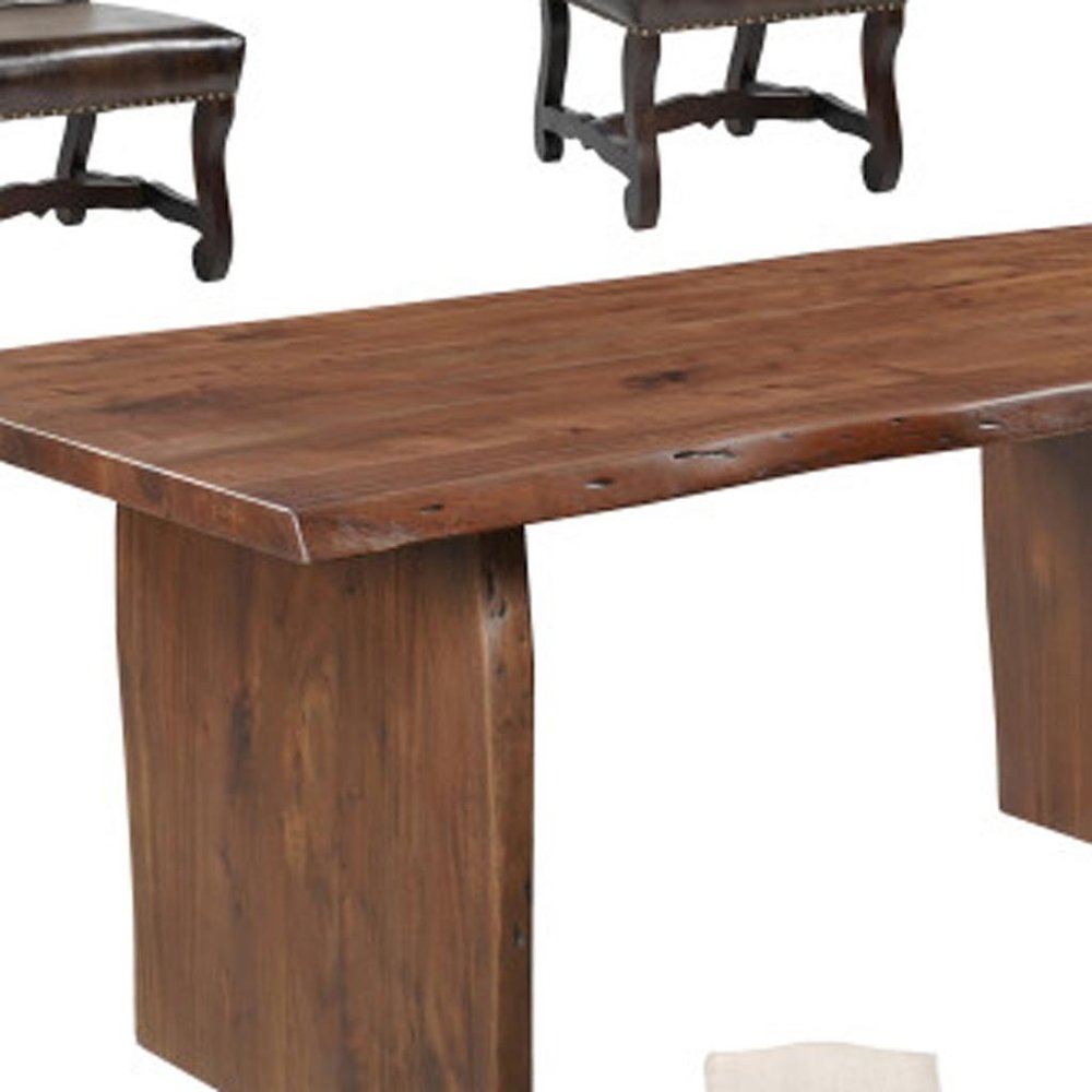 Seven Piece Brown Solid Wood Dining Set with Six Chairs