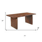 Seven Piece Brown Solid Wood Dining Set with Six Chairs