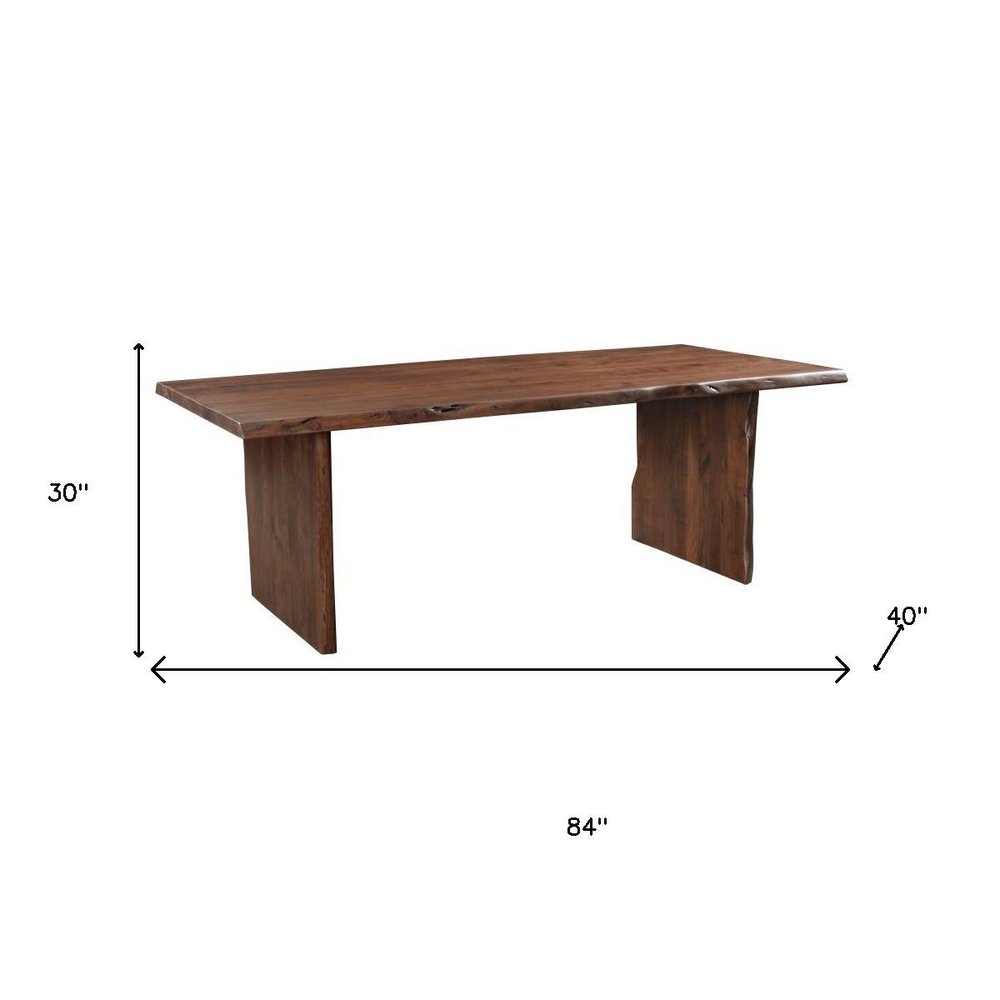 Nine Piece Brown Solid Wood Dining Set with Eight Chairs