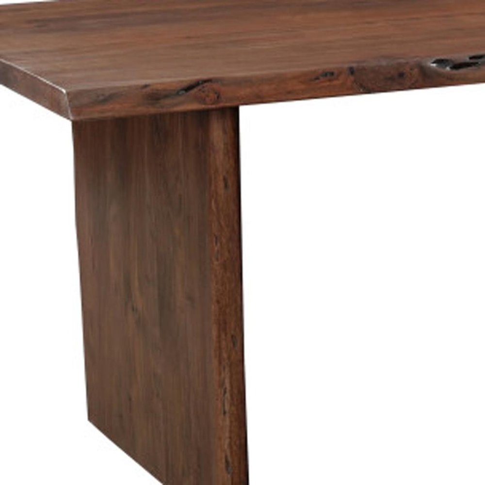 Nine Piece Brown Solid Wood Dining Set with Eight Chairs
