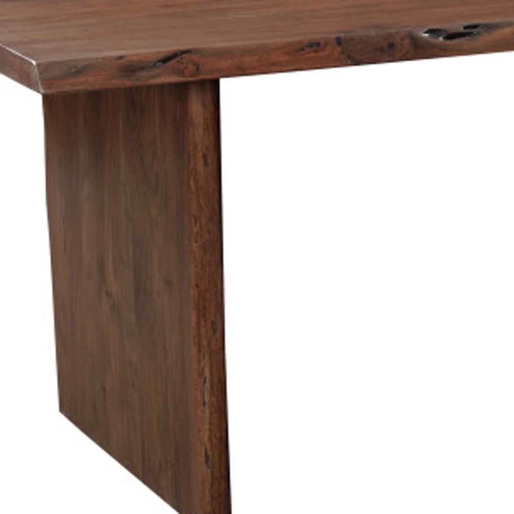 Nine Piece Brown Solid Wood Dining Set with Eight Chairs