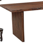 Nine Piece Brown Solid Wood Dining Set with Eight Chairs