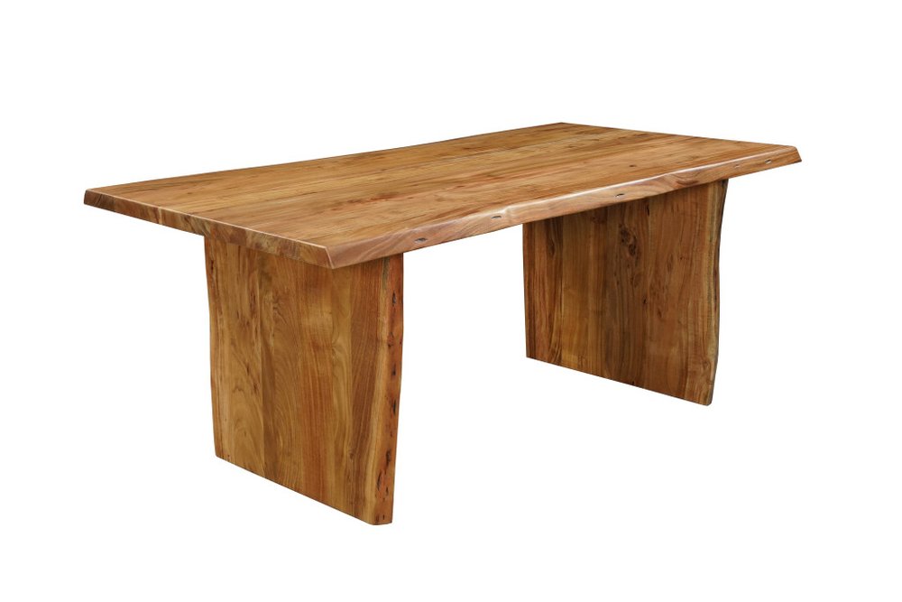 72" Natural Solid Wood Live Edge Sled Base Dining Table