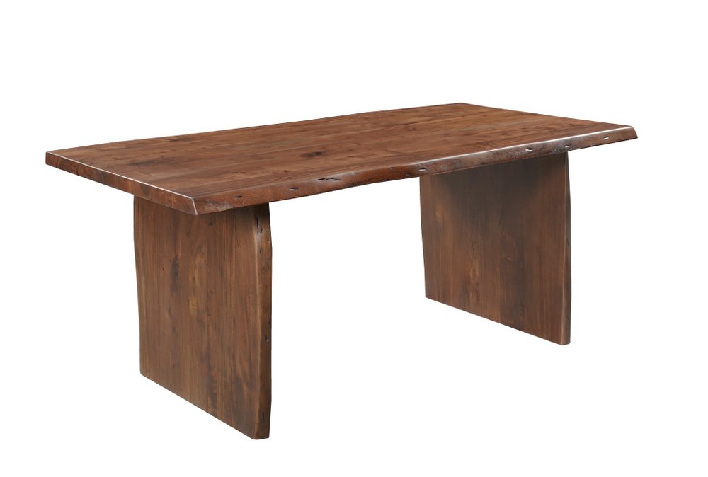 72" Natural Solid Wood Live Edge Sled Base Dining Table