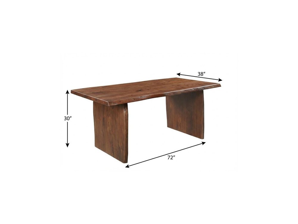 72" Natural Solid Wood Live Edge Sled Base Dining Table