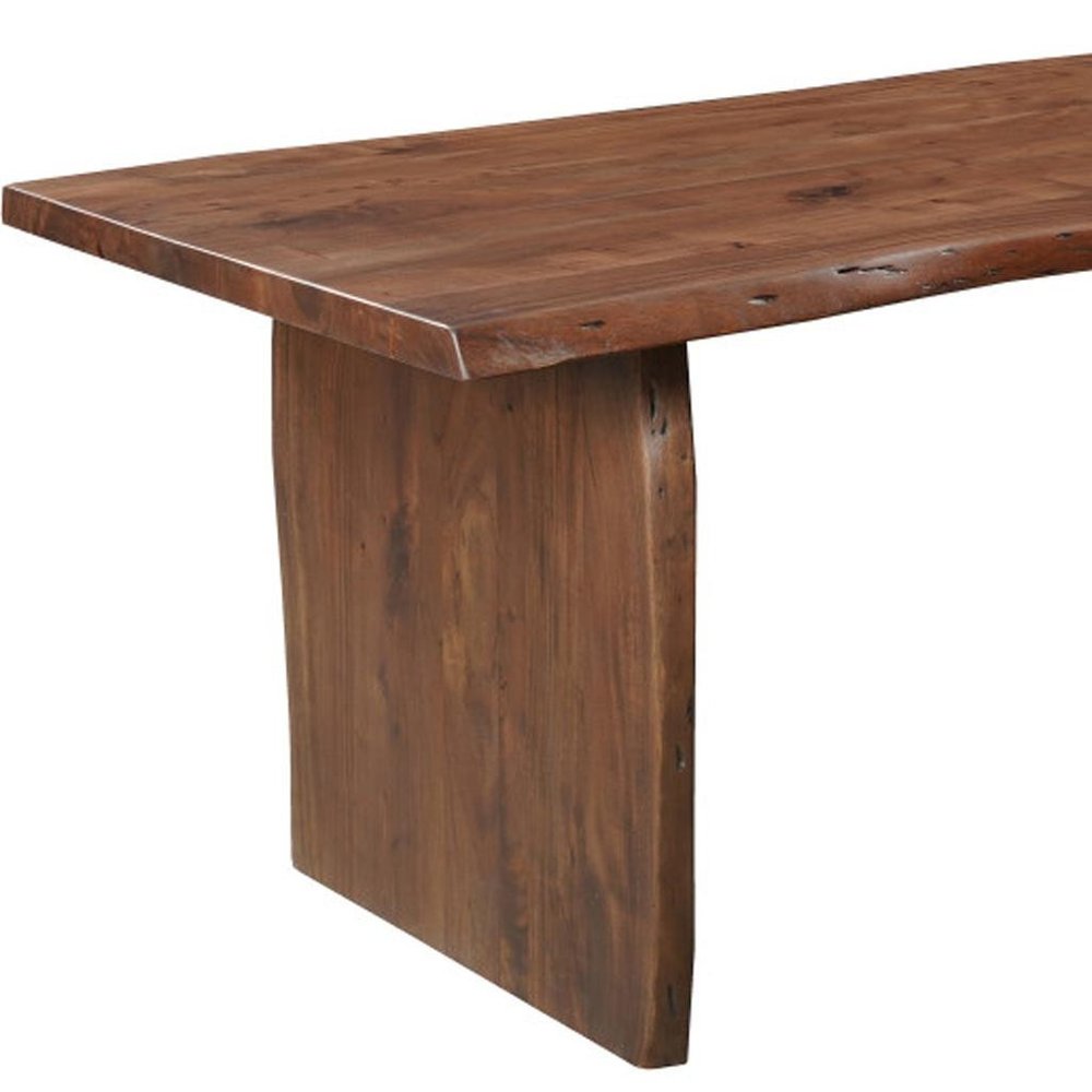72" Natural Solid Wood Live Edge Sled Base Dining Table