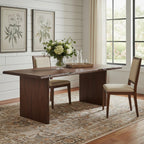 84" Brown Solid Wood Live Edge Sled Base Dining Table