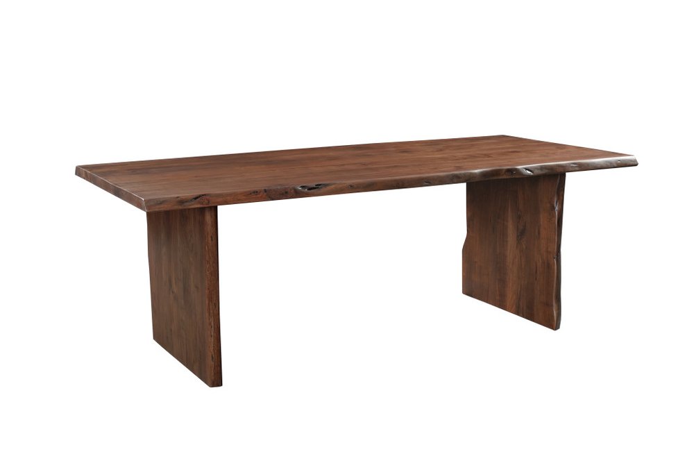 84" Brown Solid Wood Live Edge Sled Base Dining Table