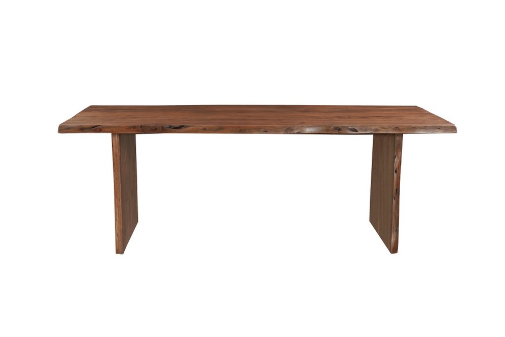 84" Brown Solid Wood Live Edge Sled Base Dining Table