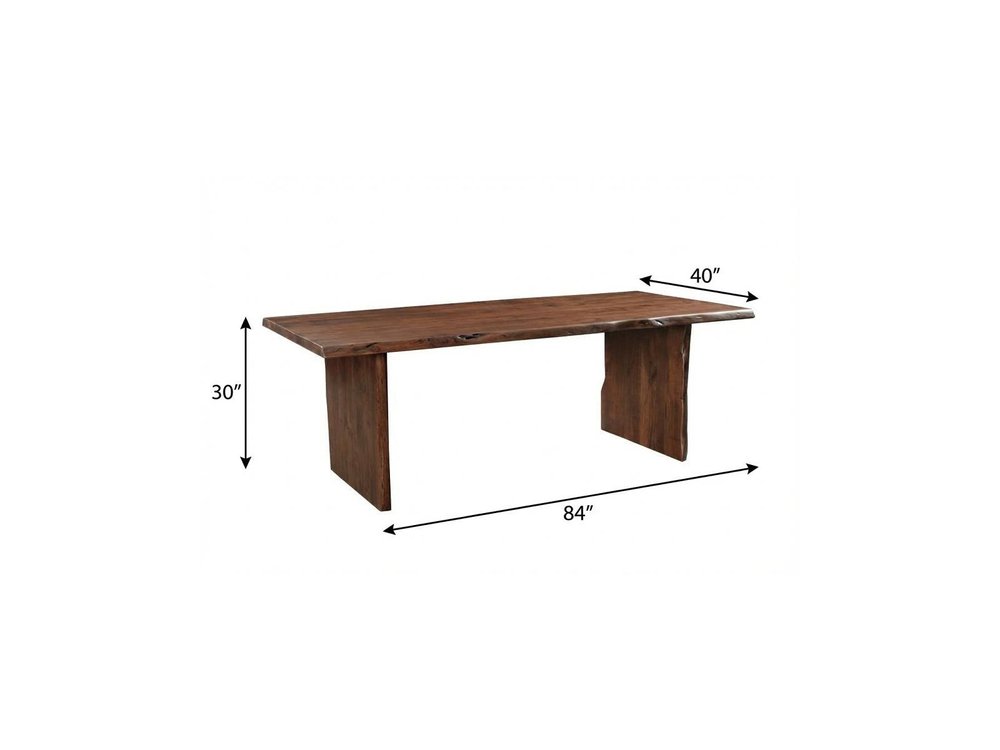 84" Brown Solid Wood Live Edge Sled Base Dining Table
