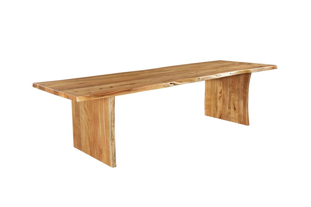 108" Natural Solid Wood Live Edge Sled Base Dining Table