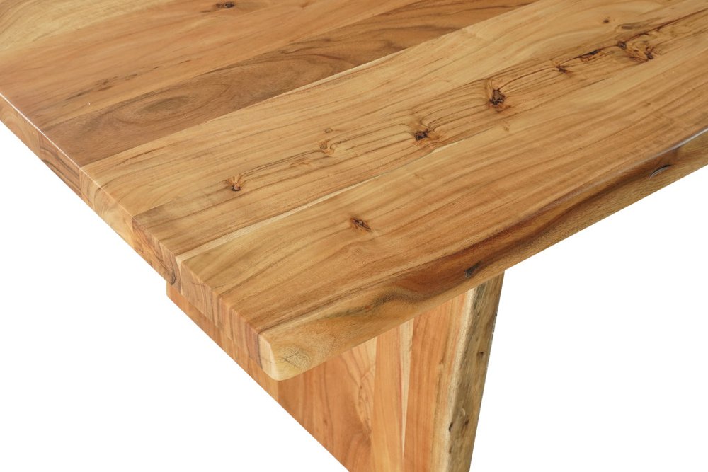 108" Natural Solid Wood Live Edge Sled Base Dining Table