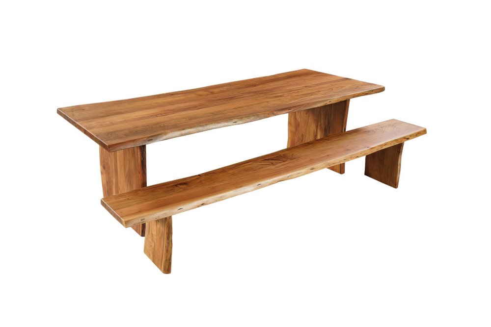 108" Natural Solid Wood Live Edge Sled Base Dining Table