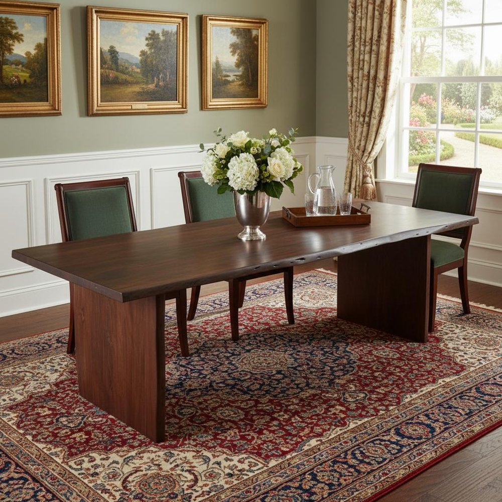 108" Natural Solid Wood Live Edge Sled Base Dining Table