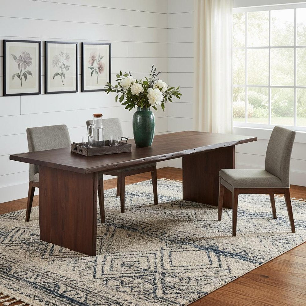 108" Natural Solid Wood Live Edge Sled Base Dining Table
