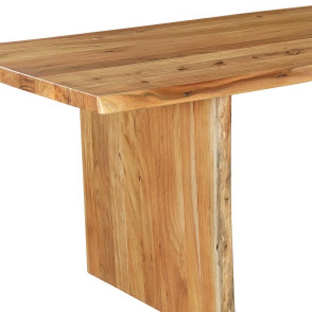 120" Brown Solid Wood Live Edge Sled Base Dining Table