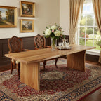 120" Brown Solid Wood Live Edge Sled Base Dining Table