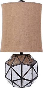 40" Silver Geometric Table Lamp With Cylinder Shade