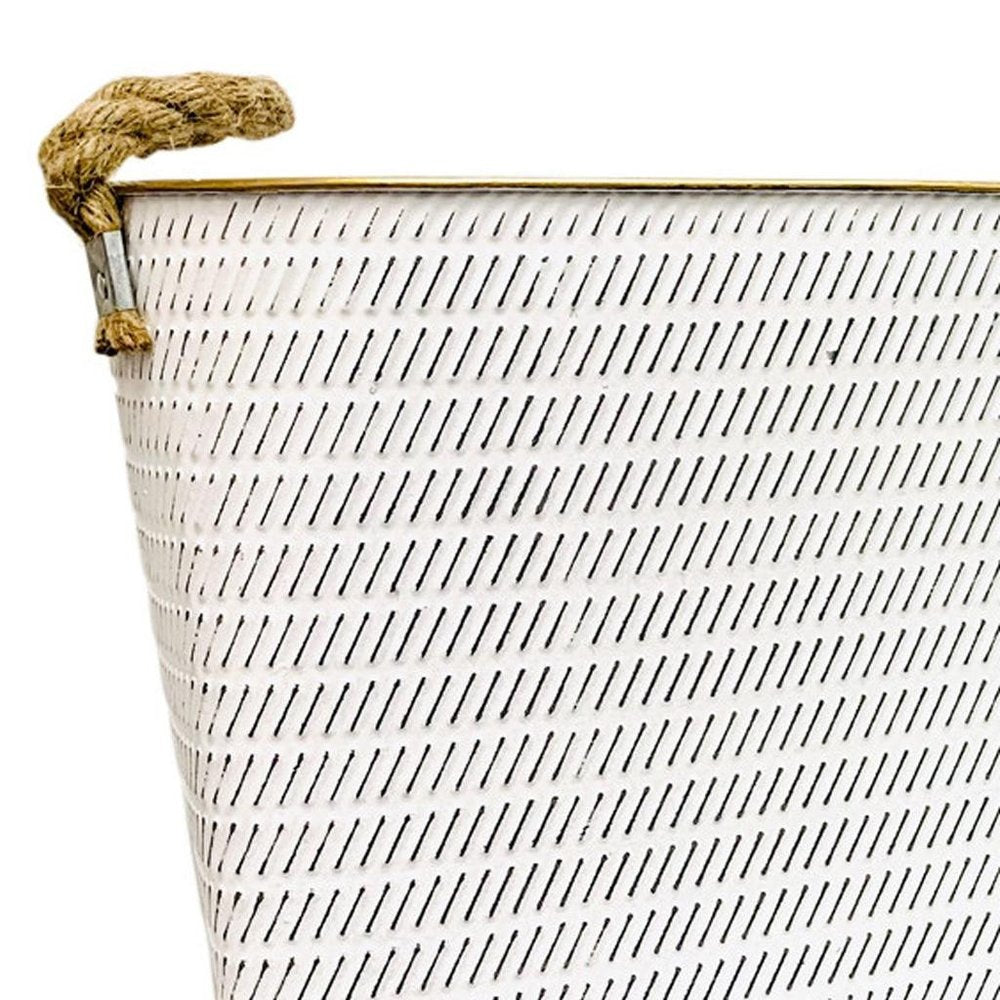 Set of Two White Metal Basket