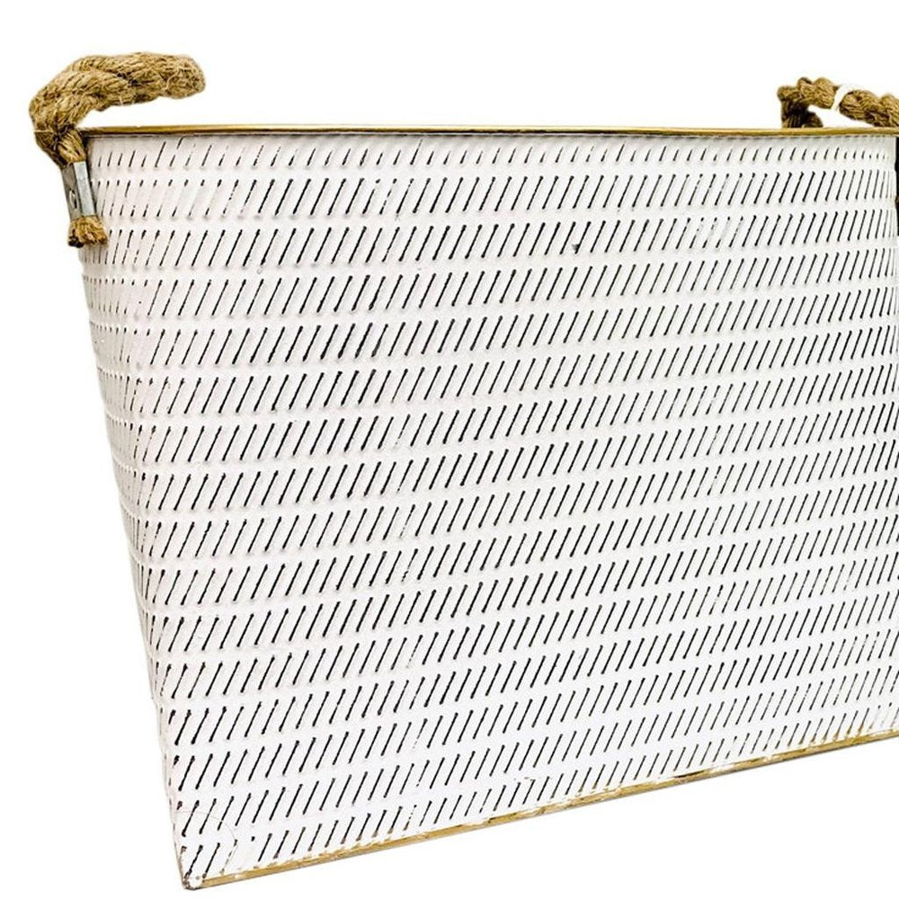 Set of Two White Metal Basket