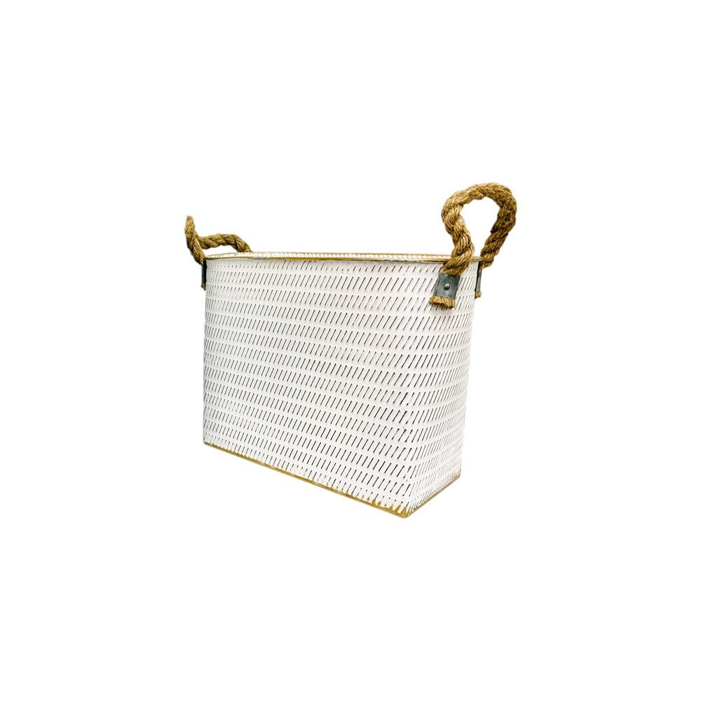 Set of Two White Metal Basket