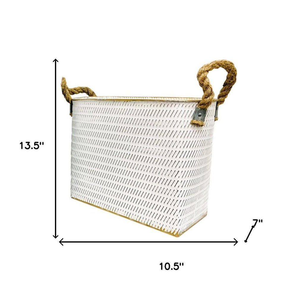 Set of Two White Metal Basket