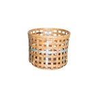 Set of Three Natural Wicker And Galvanized Metal Woven Baskets