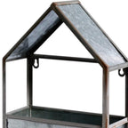 Set of Two Gray Galvanized Metal Novelty House Shaped Hanging Planters