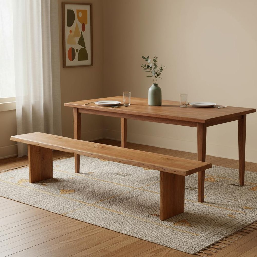 105" Natural Solid Wood Live Edge Dining Bench
