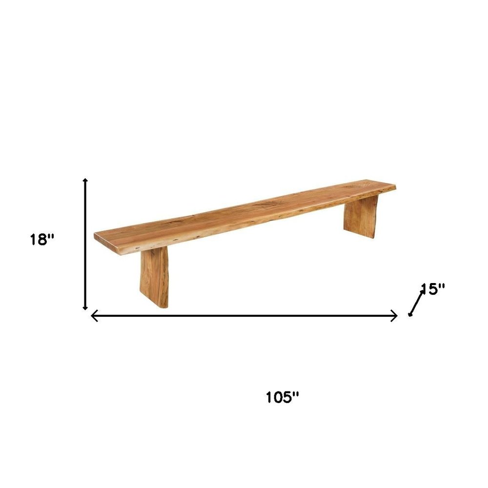 105" Natural Solid Wood Live Edge Dining Bench